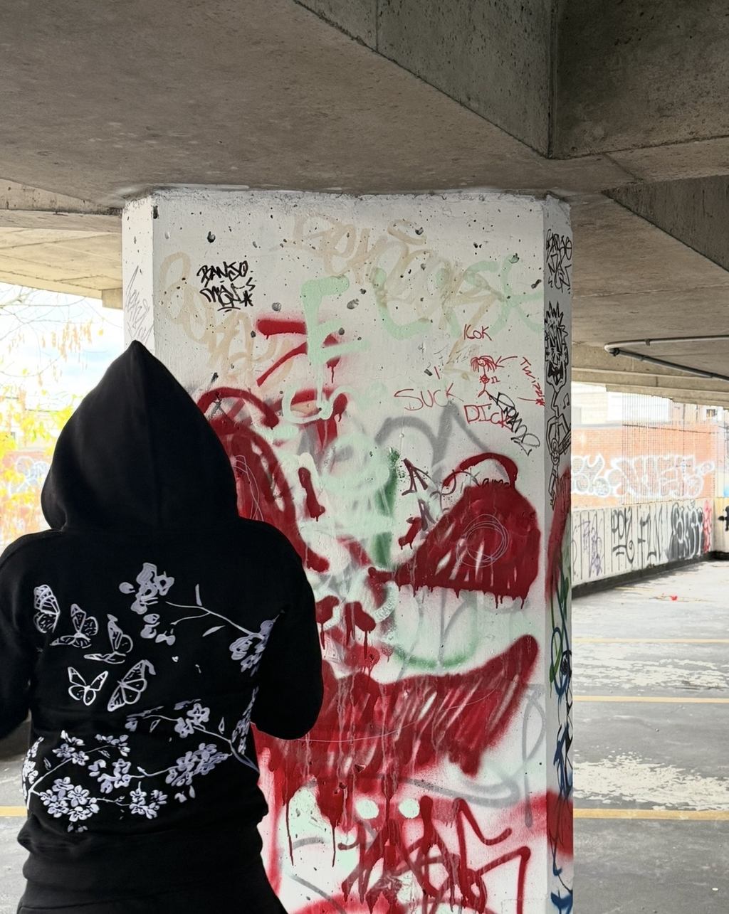 Black sakura hoodie